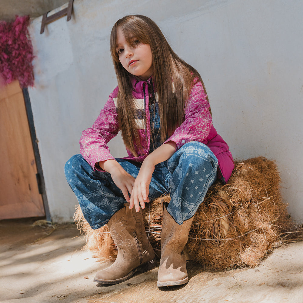 Braga De Jean Azul Oscuro Con Estampado De Bandana Para Niña
