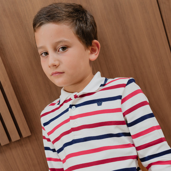 Chemise De Algodón Manga Larga De Rayas Para Niño