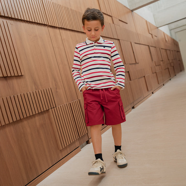 Short De Twill Ligero Vinotinto Para Niño