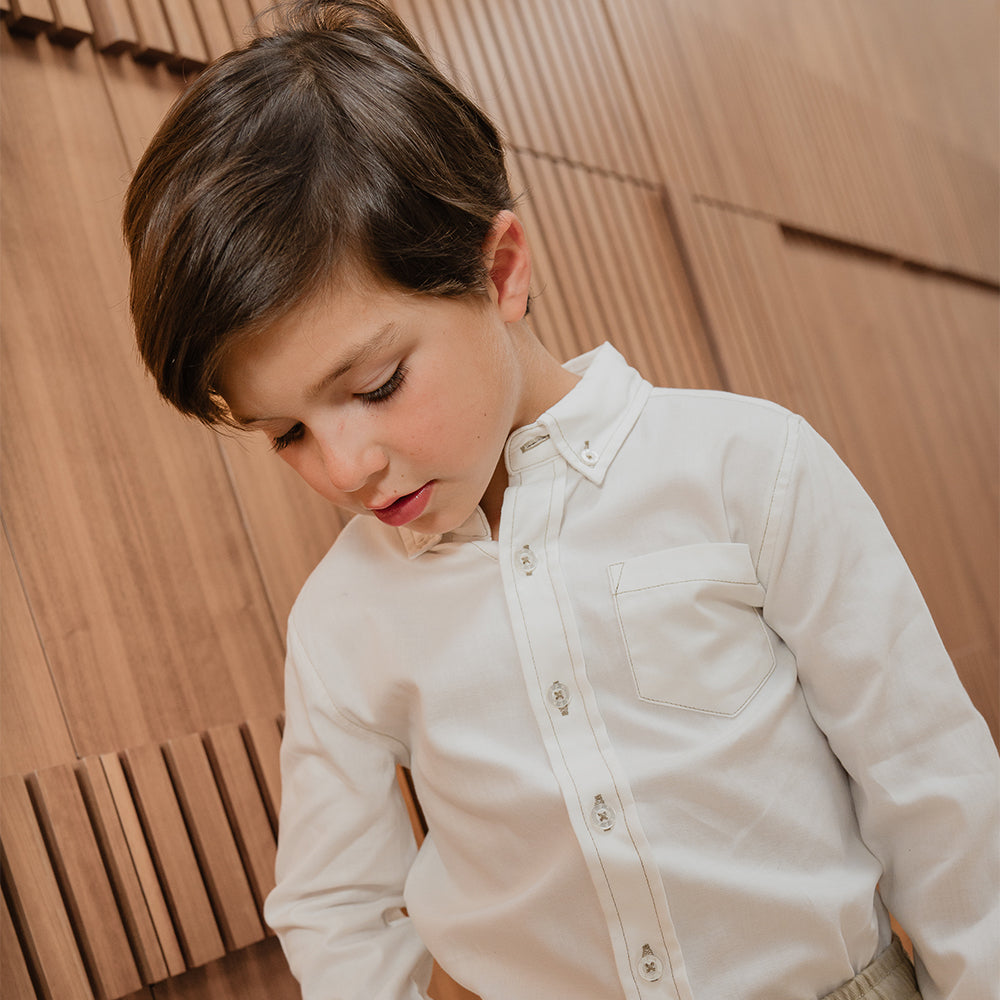 Pantalón Cargo De Twill Verde Con Elástico En La Cintura Para Niño
