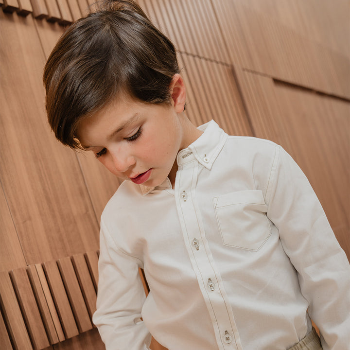 Pantalón Cargo De Twill Verde Con Elástico En La Cintura Para Niño