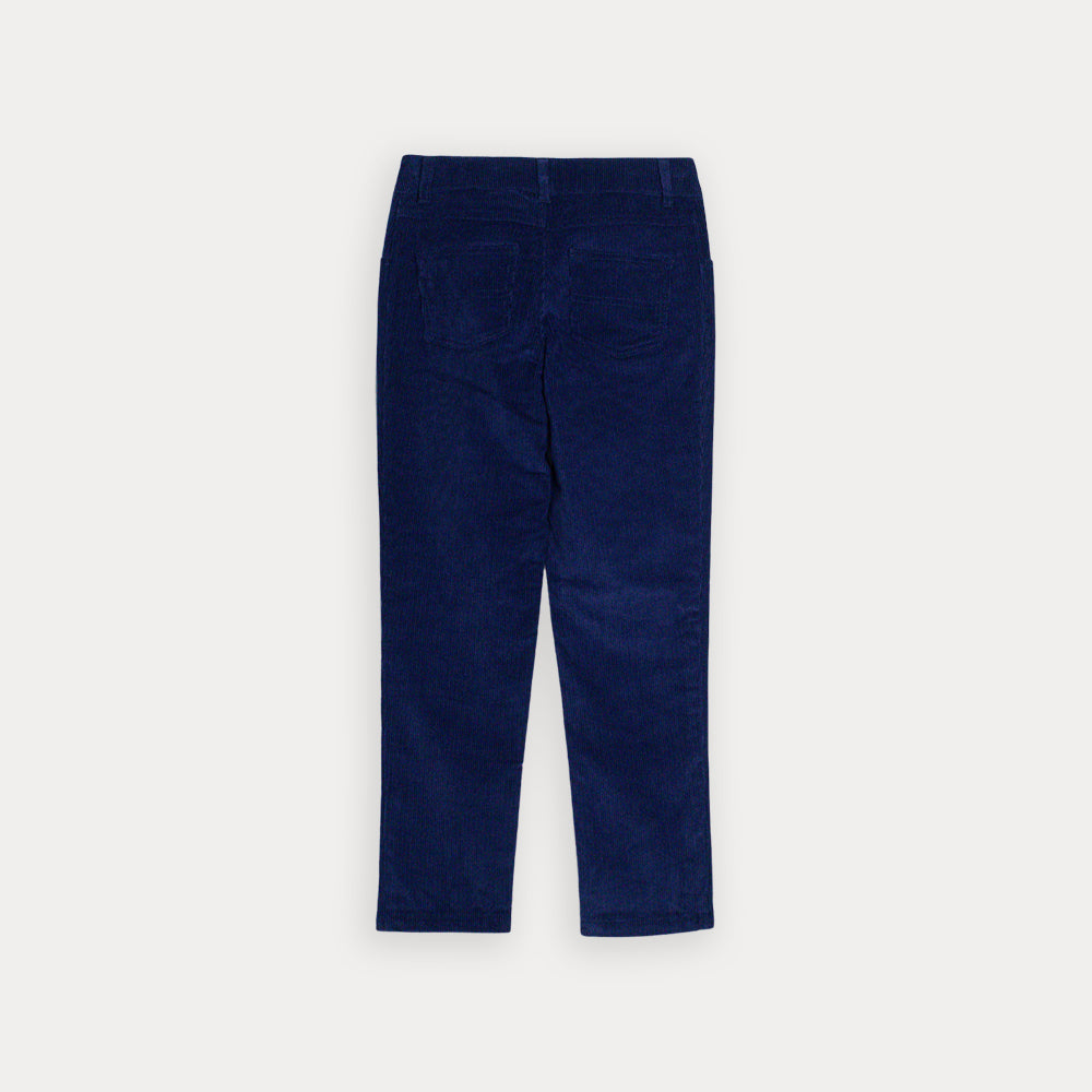 Pantalón De Corduroy Azul Oscuro Con Cordones