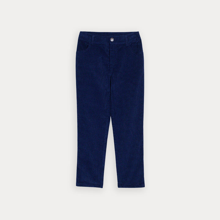 Pantalón De Corduroy Azul Oscuro Con Cordones para Niño