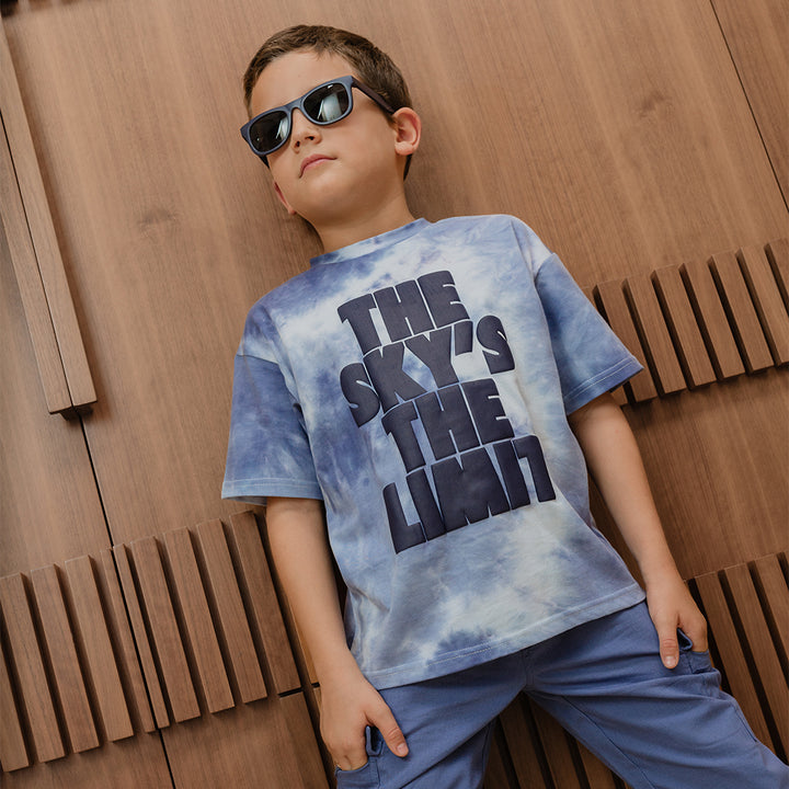 Pantalón Cargo De Twill Azul Con Elástico En La Cintura Para Niño