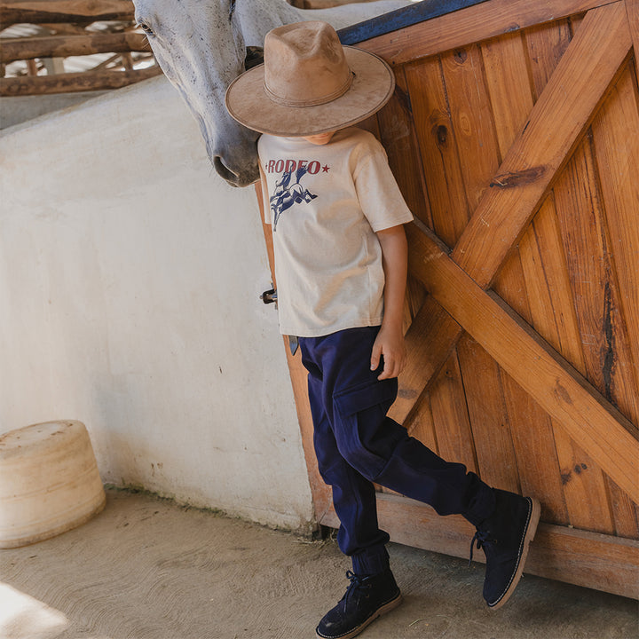 Pantalón Cargo De Twill Azul Marino Con Elástico En La Cintura Para Niño