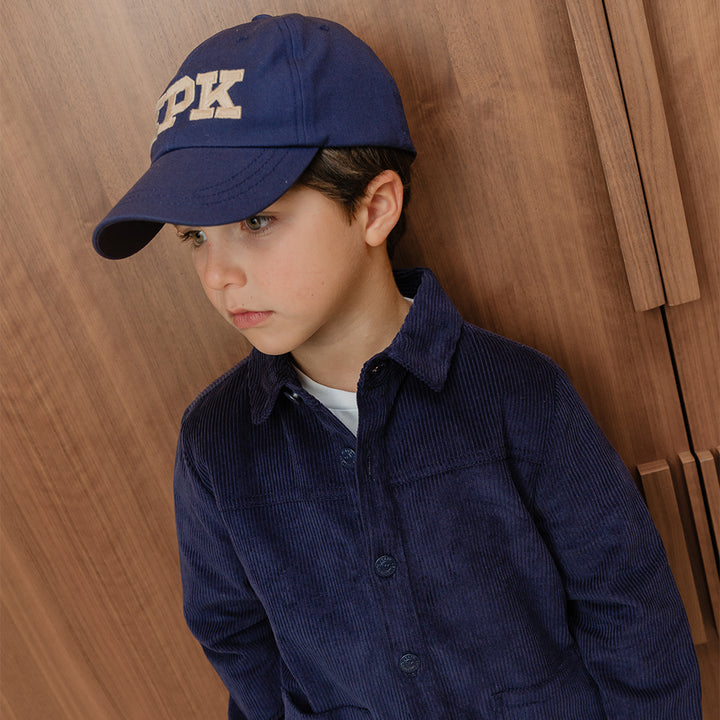 Camisa De Corduroy Grueso Azul Marino Para Niño