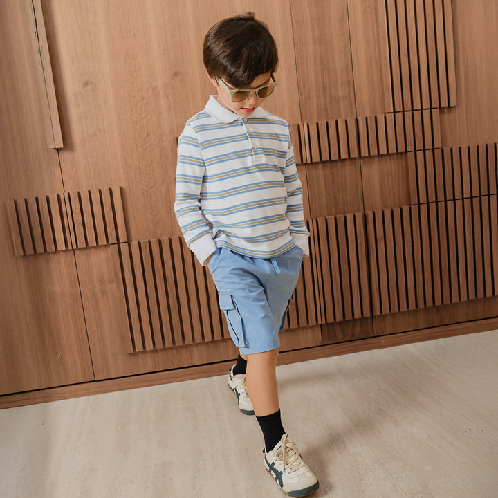 Short De Twill Ligero Azul Para Niño
