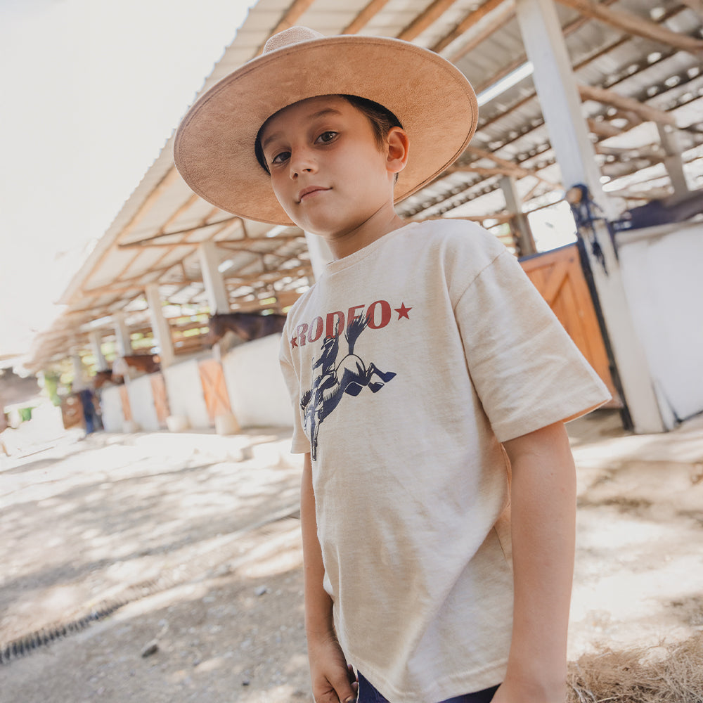 Franela De Algodón Amarillo Claro Con Gráfico Vaquero Para Niño