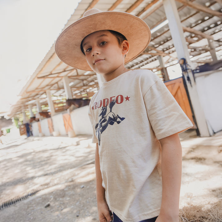 Franela De Algodón Amarillo Claro Con Gráfico Vaquero Para Niño