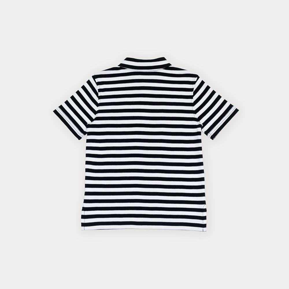 Chemise De Algodón Con Estampado De Rayas Blancas Y Negras Para Niño