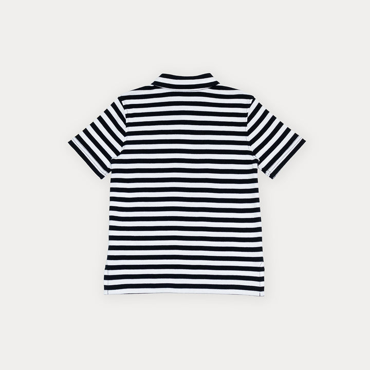 Chemise De Algodón Con Estampado De Rayas Blancas Y Negras Para Niño
