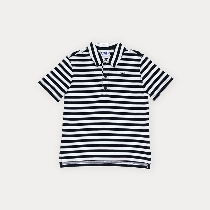 Chemise De Algodón Con Estampado De Rayas Blancas Y Negras Para Niño