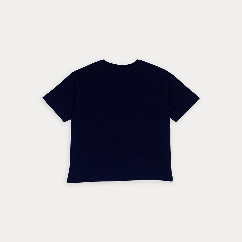 Franela Azul Marino Con Gráfico De Batería Para Niño