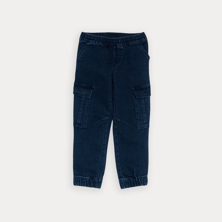 Pantalón Cargo De Twill Negro Con Elástico En La Cintura Para Niño