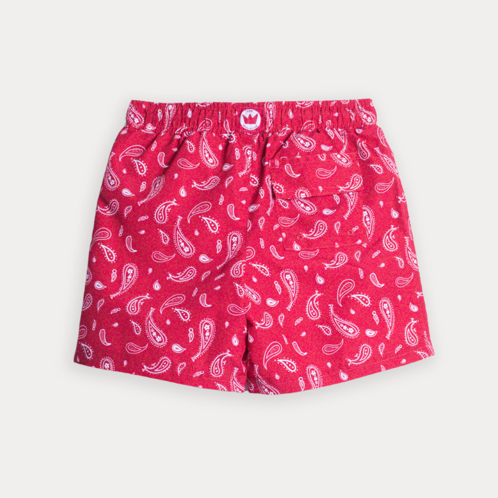 Traje De Baño Rojo Con Estampado De Bacterias Blancas Para Niño