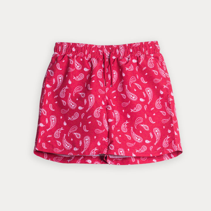 Traje De Baño Rojo Con Estampado De Bacterias Blancas Para Niño
