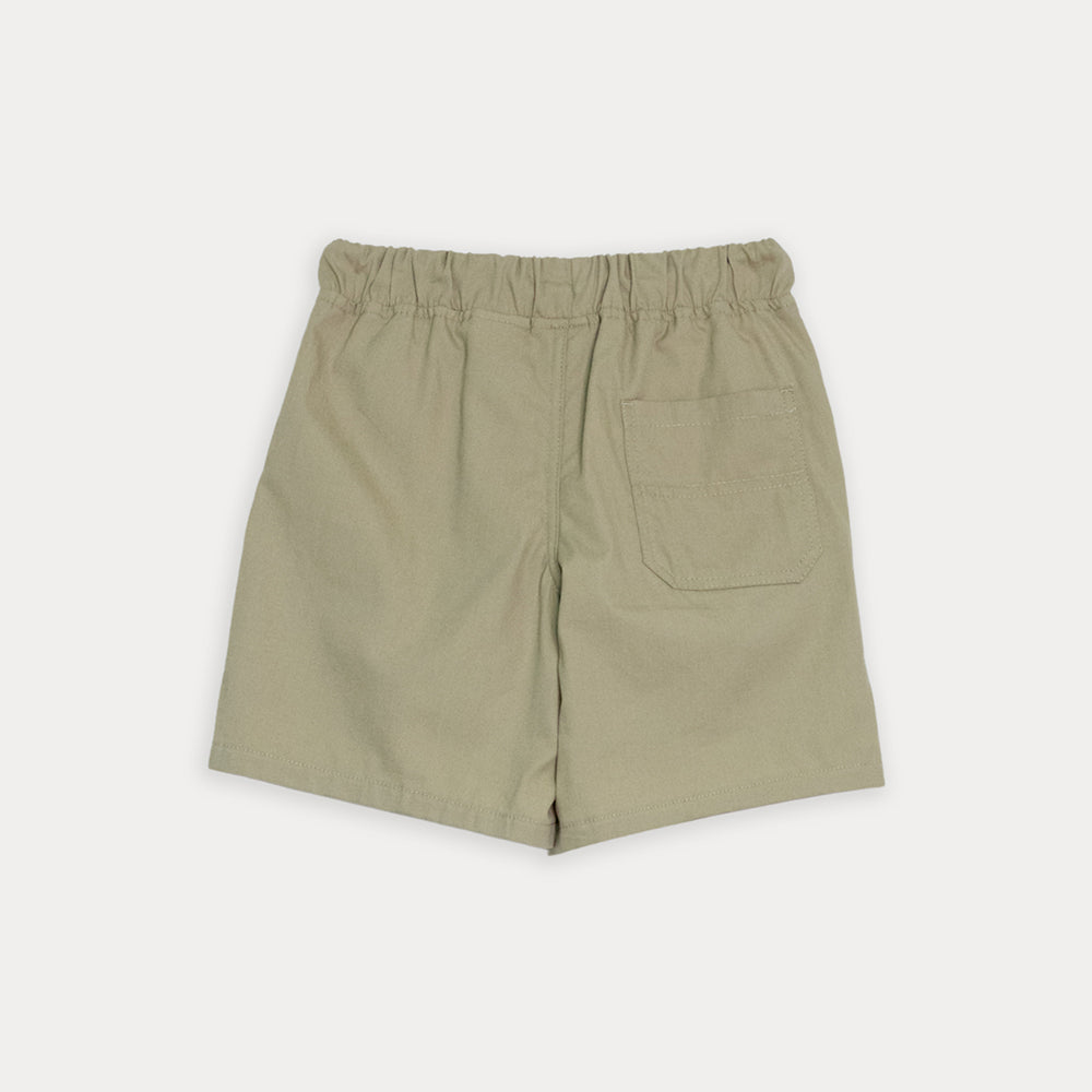 Short De Twill Beige Con Elástico En La Cintura Para Niño