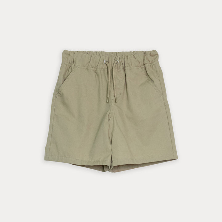 Short De Twill Beige Con Elástico En La Cintura Para Niño