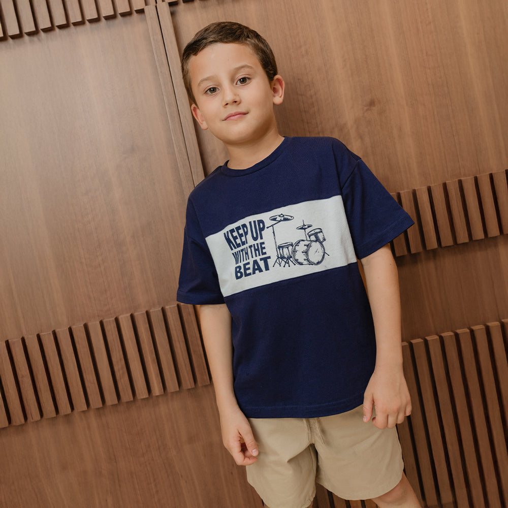 Short De Twill Beige Con Elástico En La Cintura Para Niño