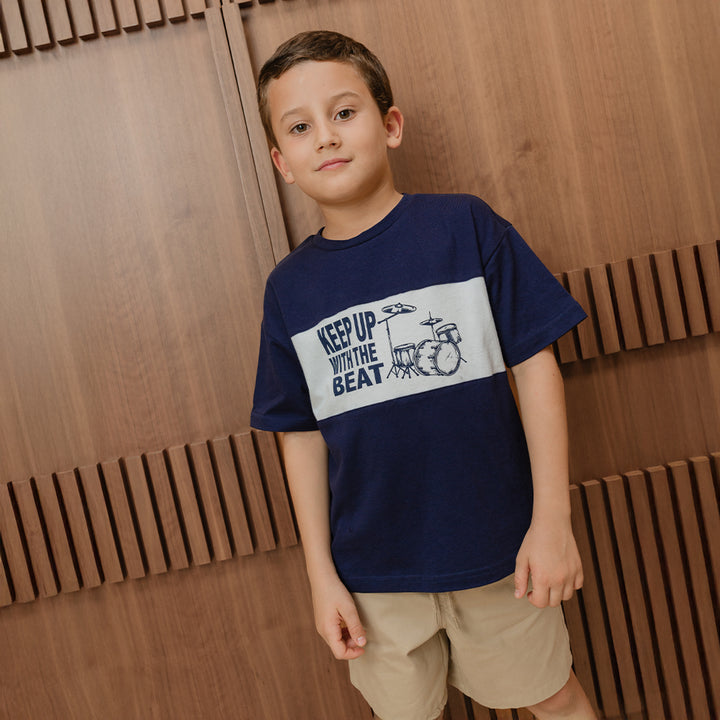Short De Twill Beige Con Elástico En La Cintura Para Niño