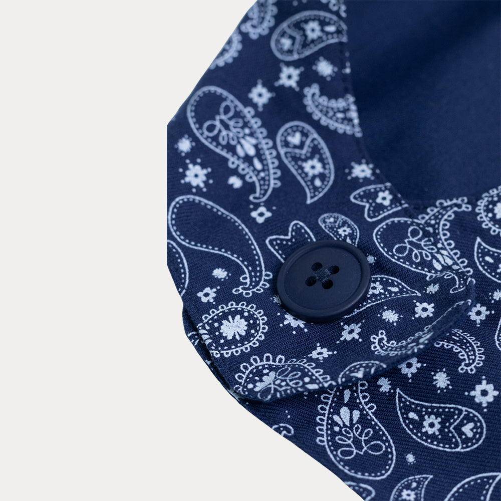 Pechera Azul Oscuro Con Estampado De Bacterias Blancas Y Paseador Incluido Para Mascota