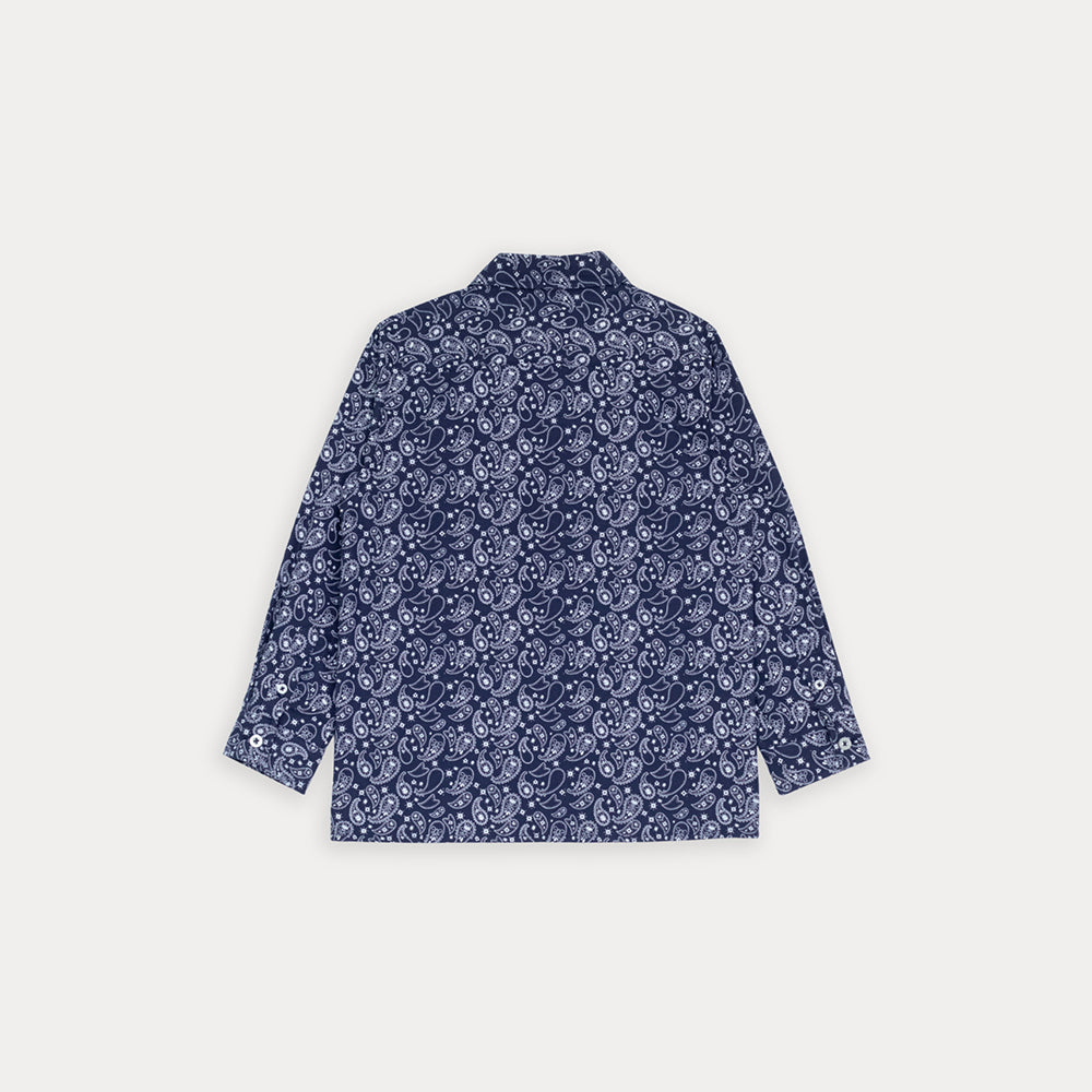 Camisa De Twill Manga Larga Con Estampado De Bacterias Para Niño