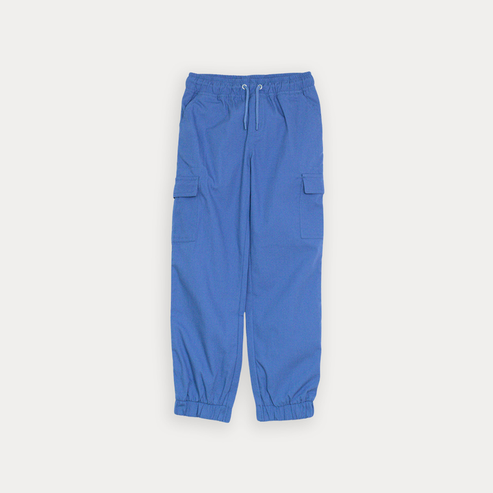 Pantalón Cargo De Twill Azul Con Elástico En La Cintura Para Niño