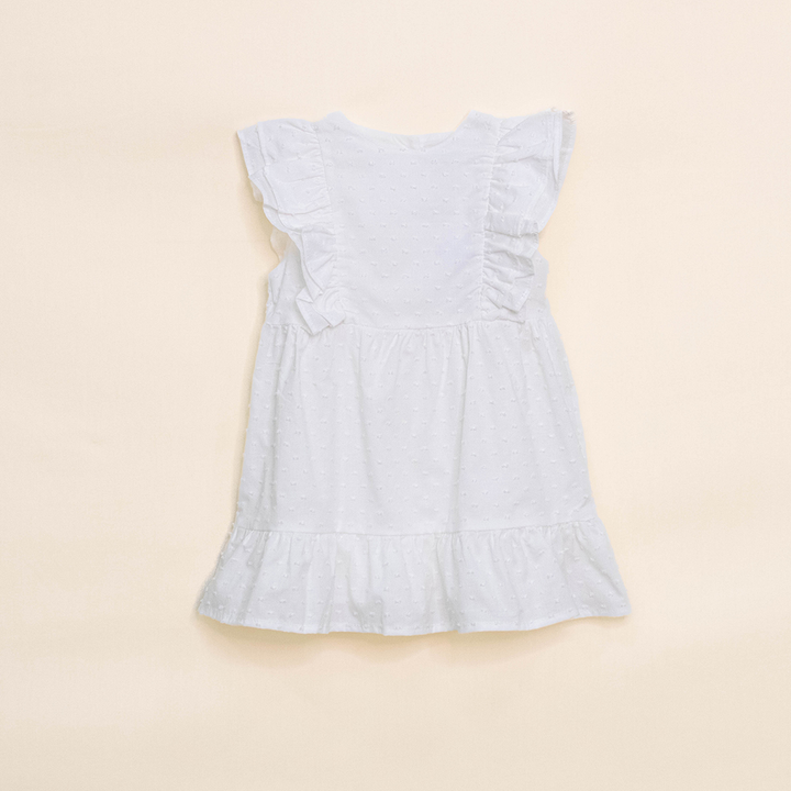 Vestido Blanco de Plumeti Sin Mangas para Bebé Niña