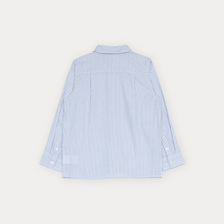 Camisa De Popelina Con Estampado De Rayas Azules Para Niño