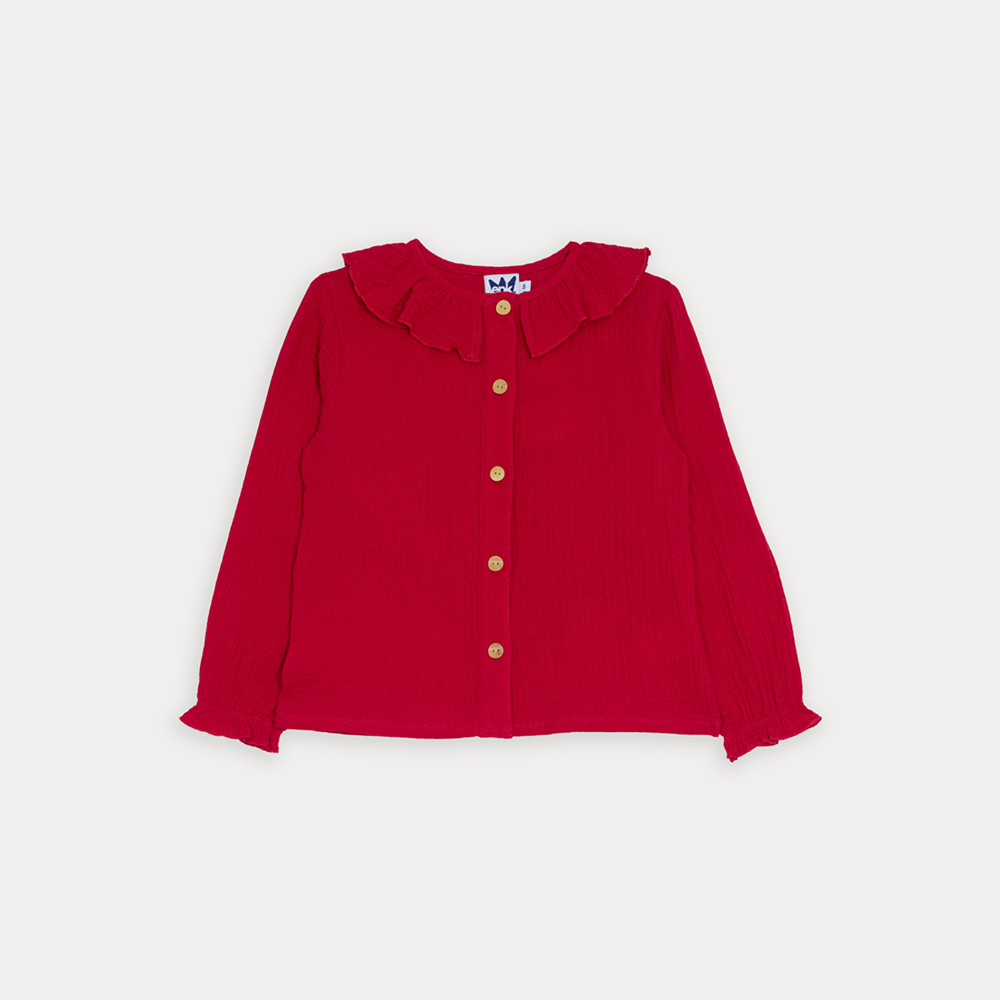 Blusa De Sirsaca Roja Manga Larga Para Niña