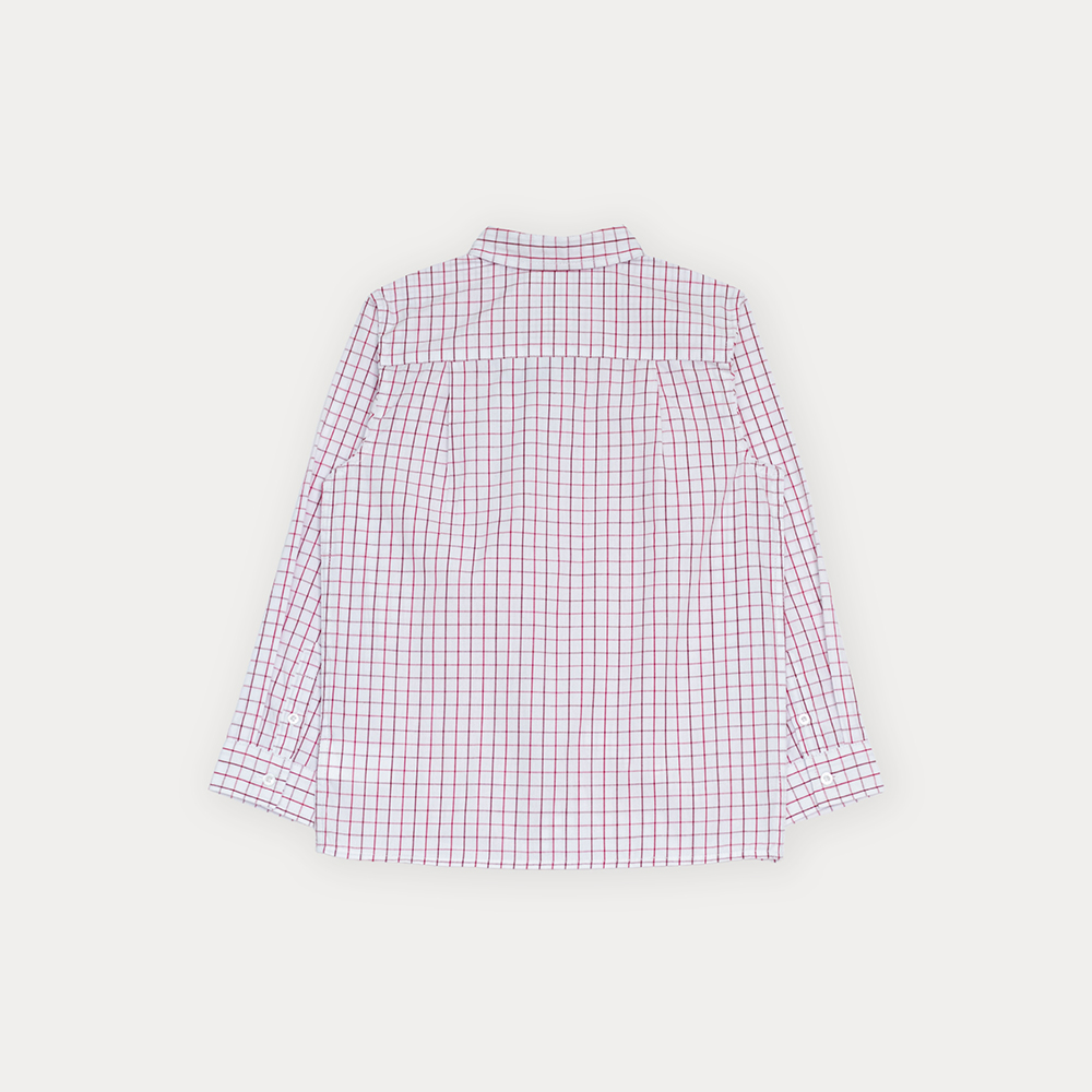 Camisa De Popelina Manga Larga Con Estampado De Cuadros Rojos Para Niño