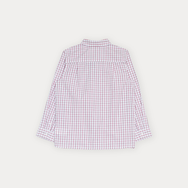 Camisa De Popelina Manga Larga Con Estampado De Cuadros Rojos Para Niño