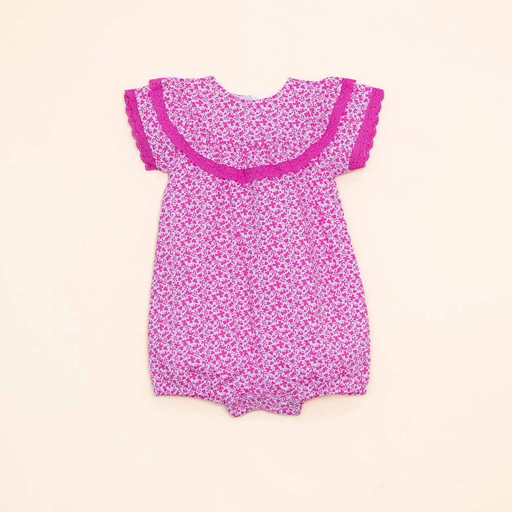 Jumper con Estampado de Flores Rosadas para Bebé Niña