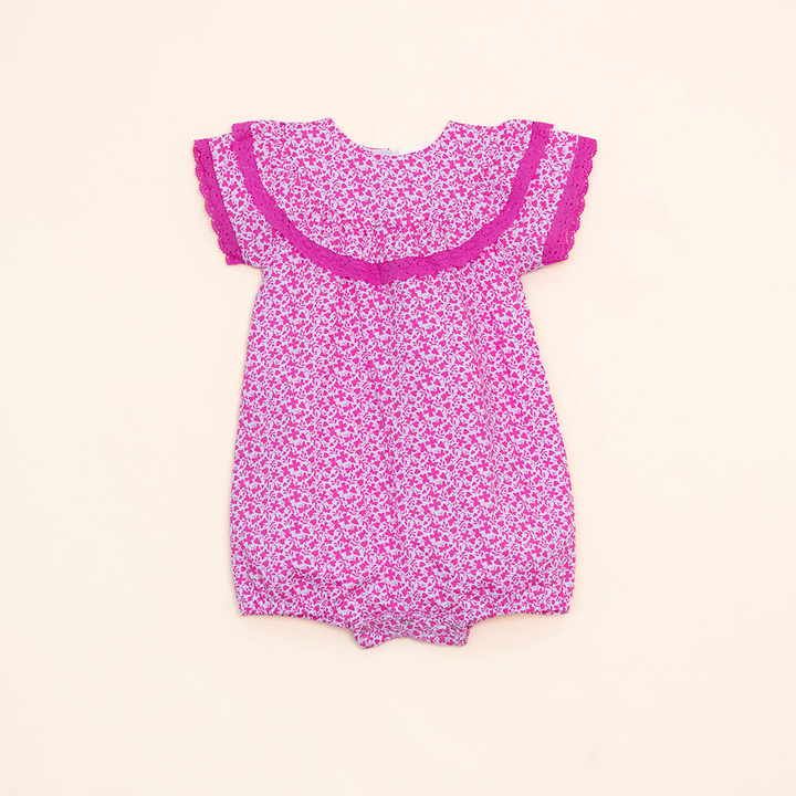 Jumper con Estampado de Flores Rosadas para Bebé Niña