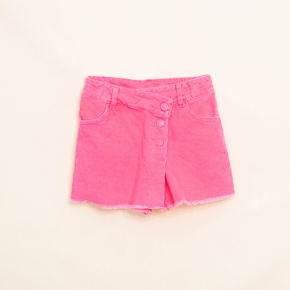 Falda Short Rosada de Corduroy para Niña
