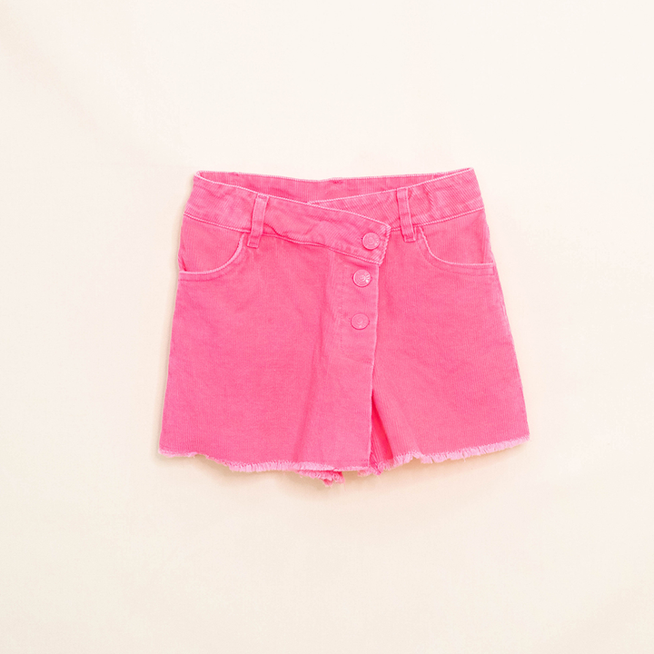 Falda Short Rosada de Corduroy para Niña
