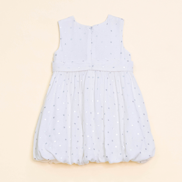 Vestido Blanco con Etampado de Estrellas Plateadas para Bebé Niña