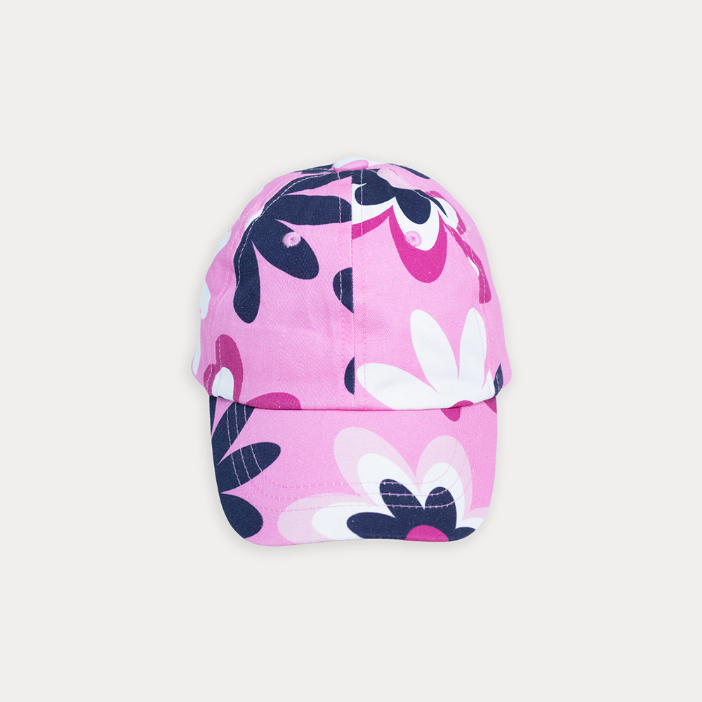Gorra De Twill Rosada Con Estampado De Flores Grandes Para Bebe Niña
