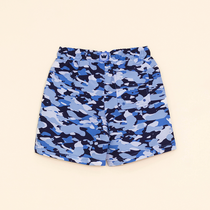 Traje de Baño con Estampado Azul de Camuflaje para Niño