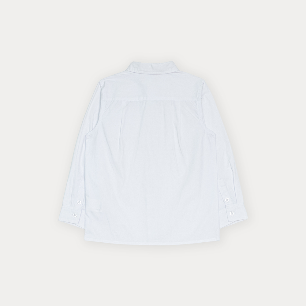 Camisa De Popelina Blanca Manga Larga Para Niño