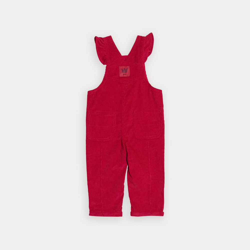 Braga De Corduroy Roja Con Volates Y Detalles En Vinotinto Para Bebe Niña