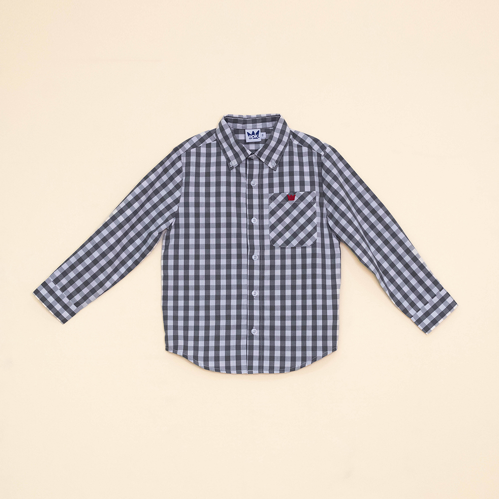 Camisa Cuadros Blancos Y Grises Para Niño