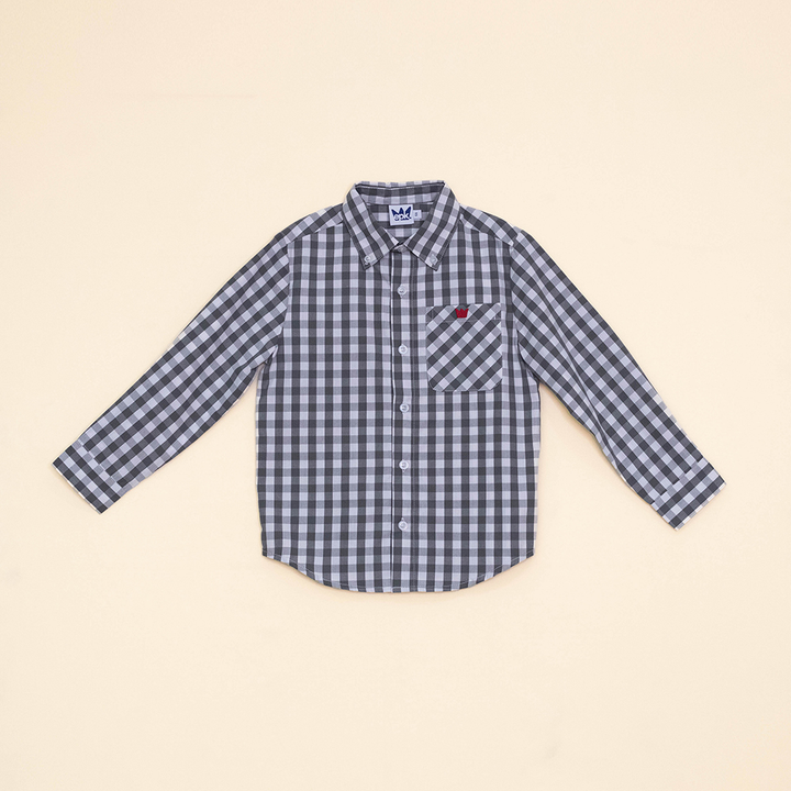 Camisa Cuadros Blancos Y Grises Para Niño