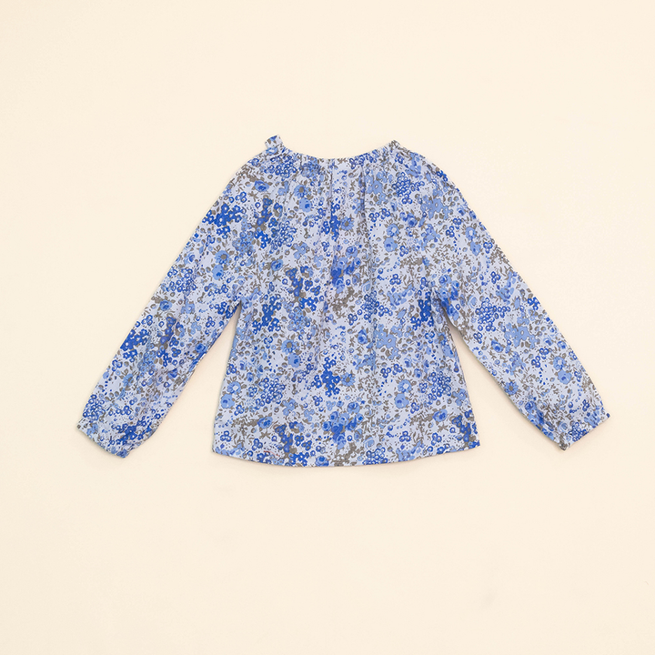 Blusa Manga Larga de Flannel con Estampado de Flores Azules para Bebé Niña