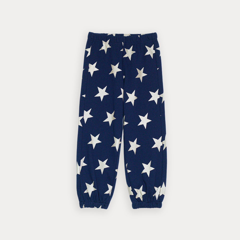 Mono De Algodón Azul Marino Con Estampado De Estrellas Doradas Metálicas Para Niña