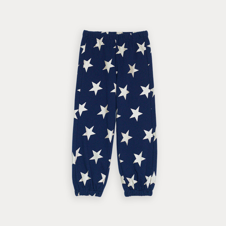 Mono De Algodón Azul Marino Con Estampado De Estrellas Doradas Metálicas Para Niña