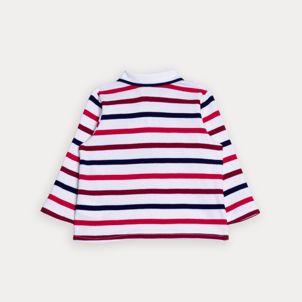 Chemise De Algodón Manga Larga De Rayas Para Bebe Niño