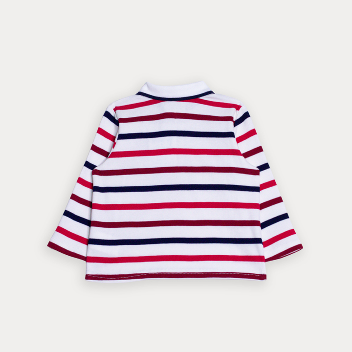 Chemise De Algodón Manga Larga De Rayas Para Bebe Niño