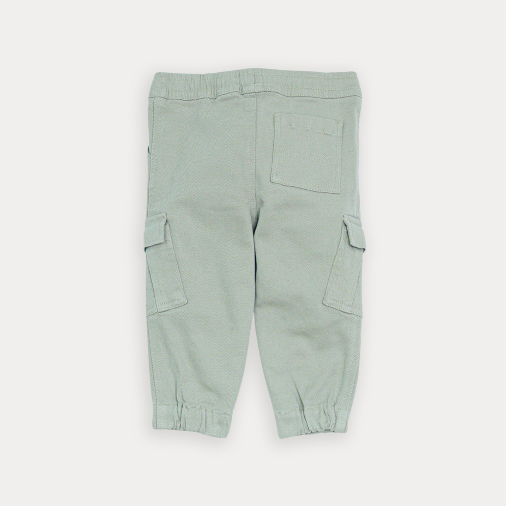 Pantalón Cargo De Twill Verde Con Elástico En La Cintura Para Bebe Niño