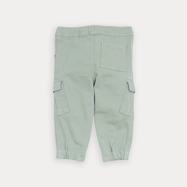 Pantalón Cargo De Twill Verde Con Elástico En La Cintura Para Bebe Niño